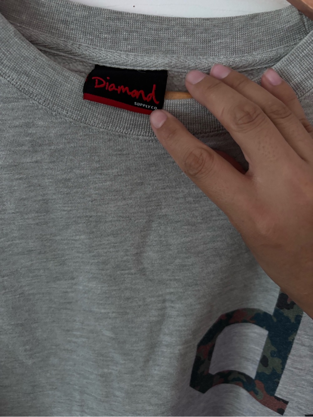 Diamond Supply Co Camo Logo Crewneck Sweatshirt Grey Mens L - Picture 4 of 6